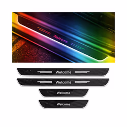 New4/2 Pcs Customized Car Door Sill Light RGB Colour Car Scuff Plate Pedal - Welcome, B-4Pcs