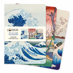 ISBN Japanese Woodblocks Set of 3 Midi Notebooks, English, 64 pages