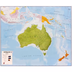 Lovell Johns Australasia flat laminated, Political map, Australia, Multicolour, Plasticized cardboard, English, 14 yr(s)