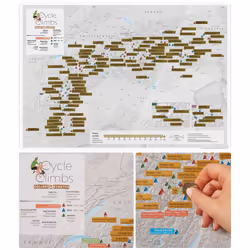 Lovell Johns Alpine Cycle Climbs Collect & Scratch wall map