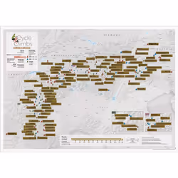 Lovell Johns Alpine Cycle Climbs Collect & Scratch wall map