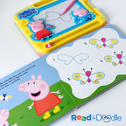 Peppa Pig Read & Doodle - Learning resources for kids, a magnetic drawing pad, an easy-to-use pen