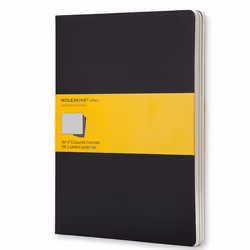 Moleskine Cahier, Monochromatic, Black, 120 sheets, 120 g/m², Squared paper, Hardcover