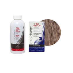 3.6oz) Wella Color Charm Permanent Liquid Color | Wella Permanent Hair Dye - 6A + Developer (Vol. 20