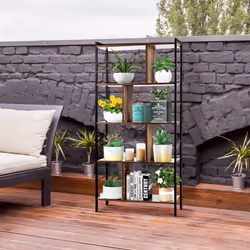 5 Tier Ladder Shelf Bookcase Industrial Storage Rack Display Stand