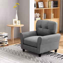 Single Sofa Seat Fabric Upholstered Living Room Chair W/ Cushion