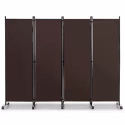4 Panel Room Divider 172cm Tall Rolling Privacy Screens on Wheels