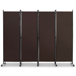 4 Panel Room Divider 172cm Tall Rolling Privacy Screens on Wheels