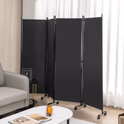 4 Panel Room Divider 172cm Tall Rolling Privacy Screens on Wheels