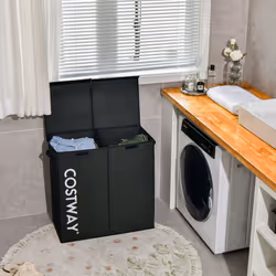 Laundry Hamper 105 L Clothes Basket Double Laundry Organizer w/Lid